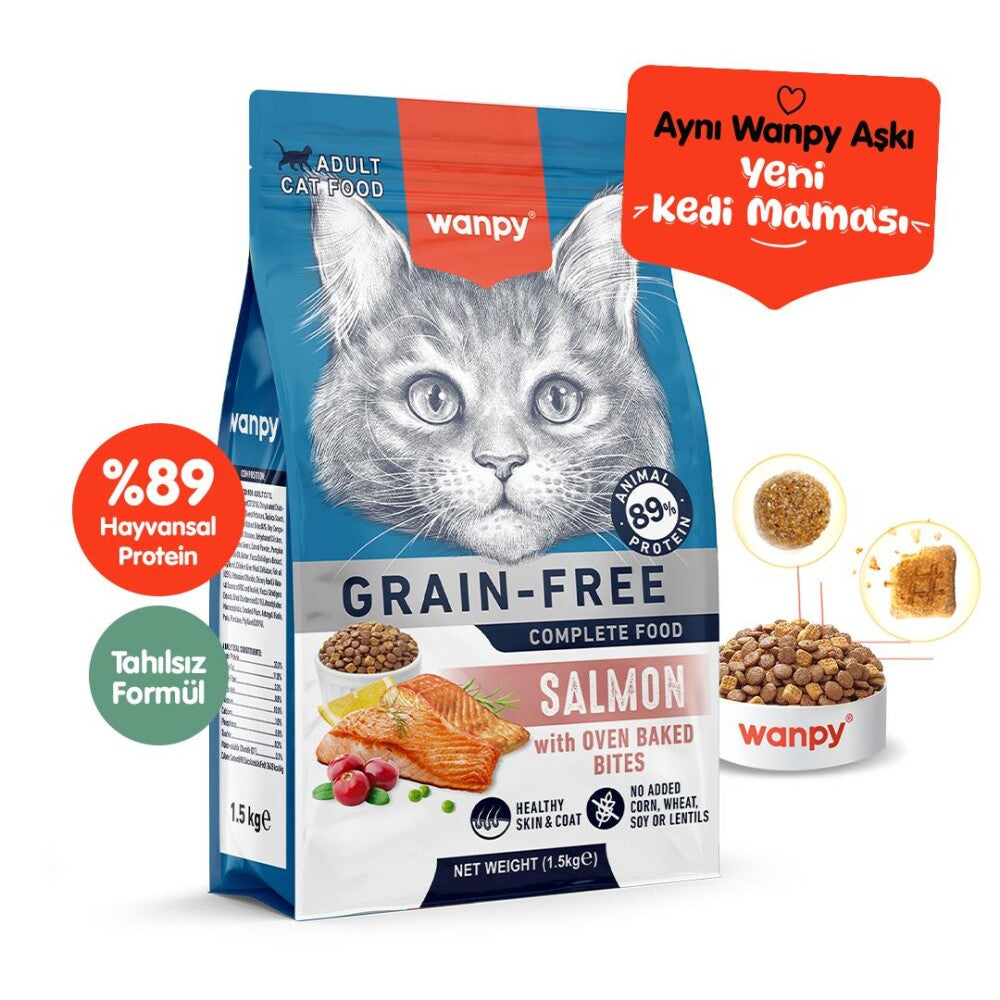 Wanpy Somon Balıklı Tahılsız Yetişkin Kedi Maması 1.5 KG | SRC: Barcode: 6927749825128